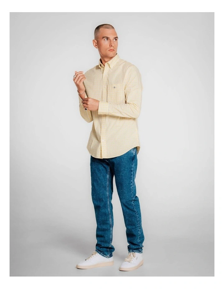 Regular Fit Classic Checked Poplin Shirt in Banana Yellow image 1
