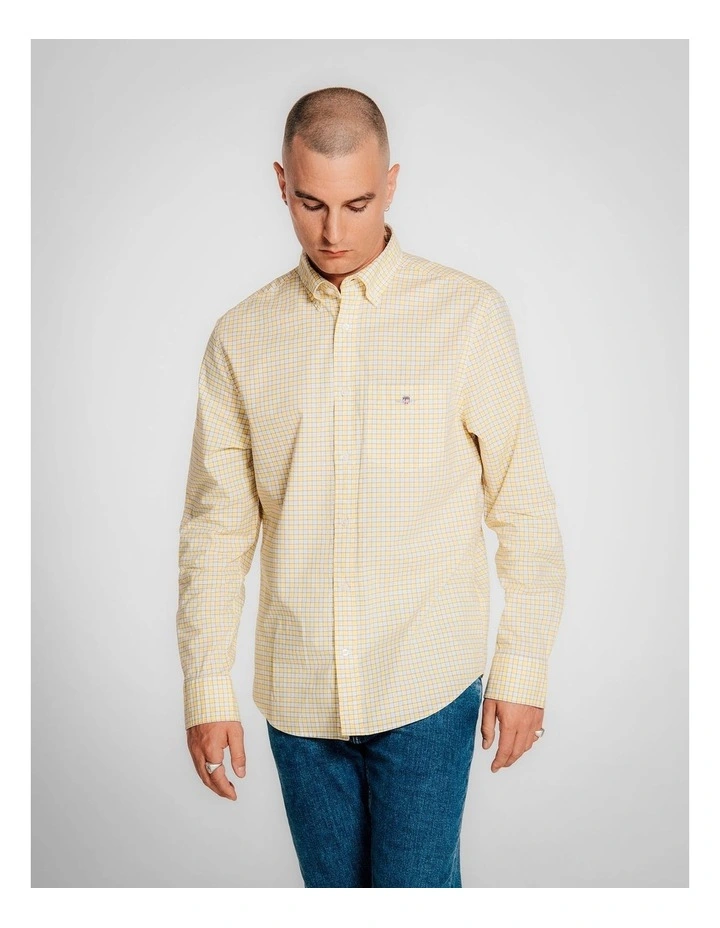 Regular Fit Classic Checked Poplin Shirt in Banana Yellow image 3