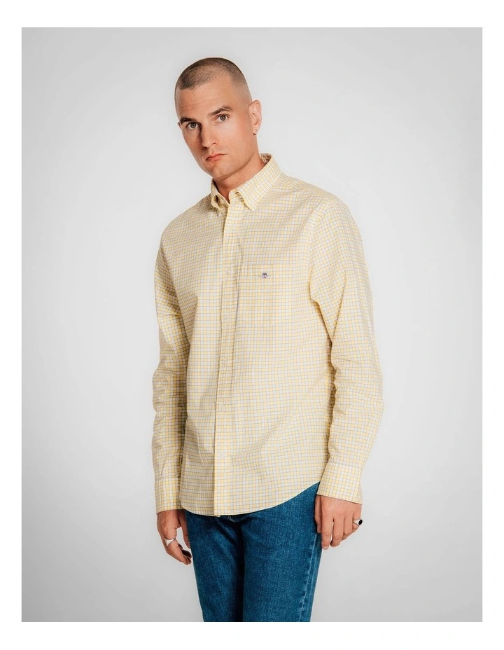 Regular Fit Classic Checked Poplin Shirt in Banana Yellow image 4