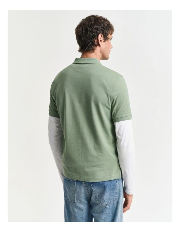 Regular Fit Shield Piqu Polo Shirt in Kalamata Green image 2
