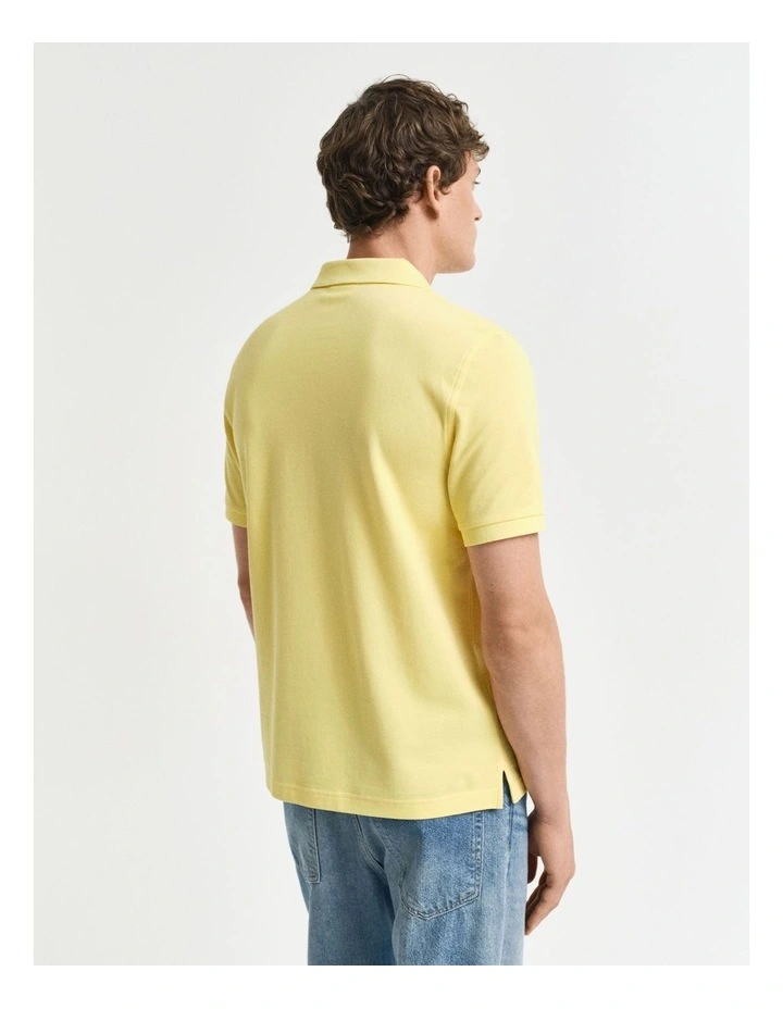 Regular Fit Shield Piqu Polo Shirt in Banana Yellow image 2