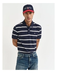 Striped Polo Shirt in Evening Blue