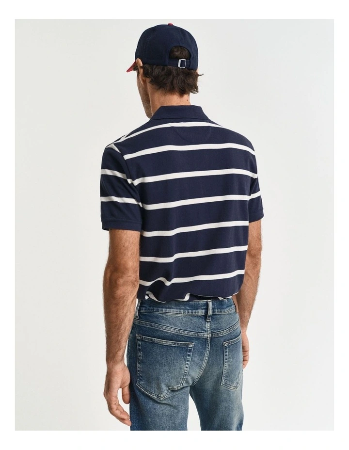 Striped Polo Shirt in Evening Blue image 2