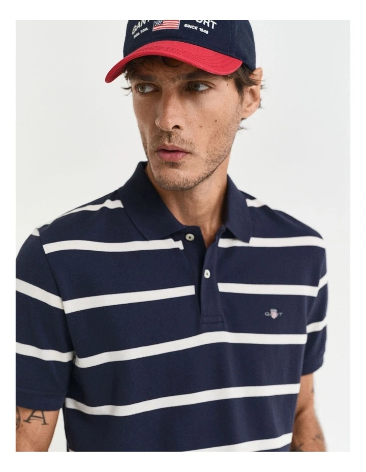 Striped Polo Shirt in Evening Blue image 4