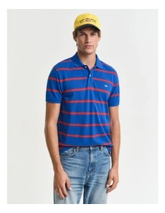 Striped Polo Shirt in Lapis Blue