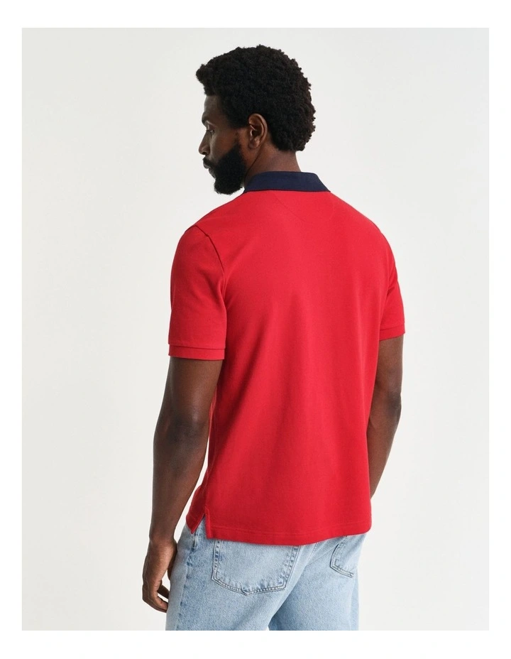 Contrast Polo Shirt in Ruby Red image 2