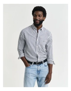 Regular Fit Striped Classic Poplin Shirt in White