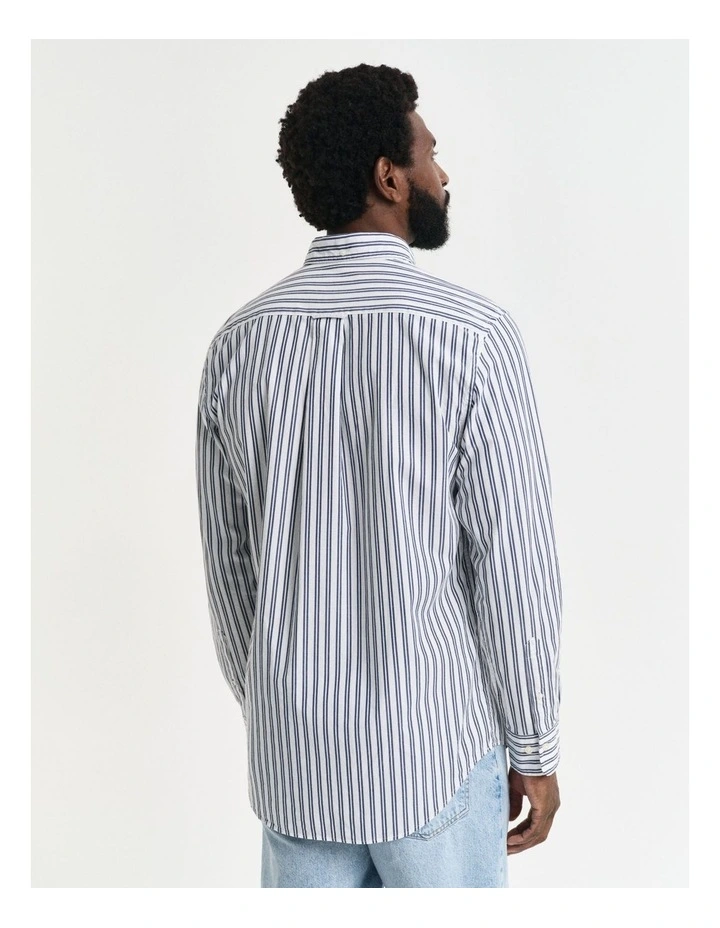 Regular Fit Striped Classic Poplin Shirt in White image 2