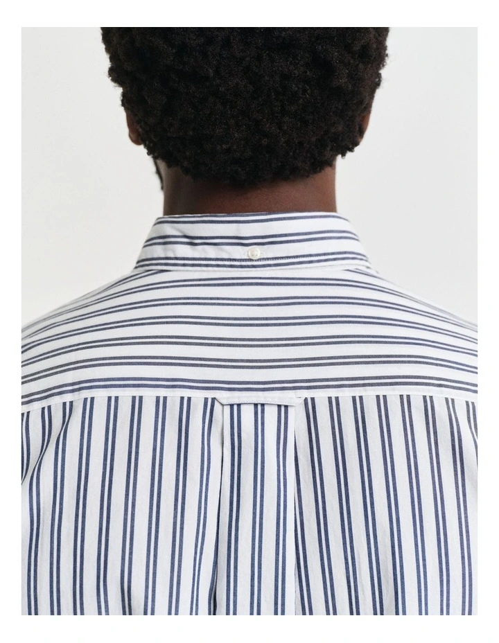 Regular Fit Striped Classic Poplin Shirt in White image 6