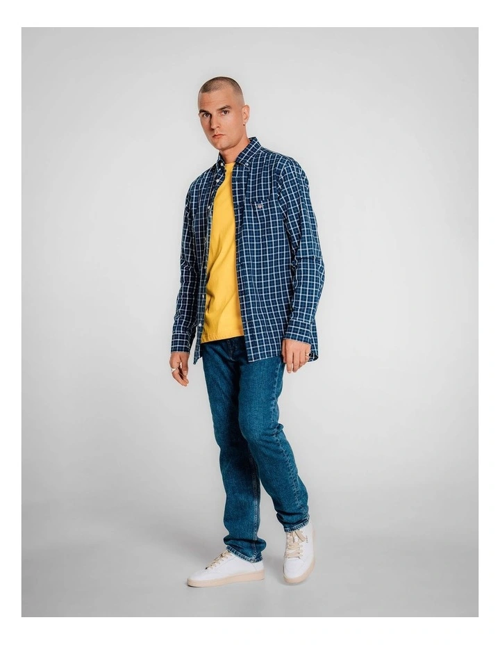 Regular Fit Check Shirt in Dark Indigo image 1