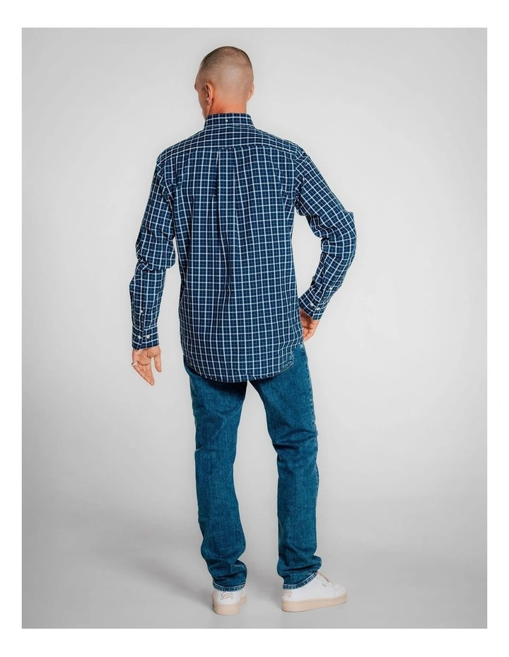 Regular Fit Check Shirt in Dark Indigo image 2