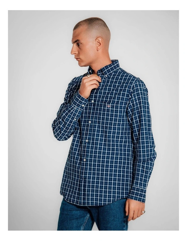 Regular Fit Check Shirt in Dark Indigo image 4