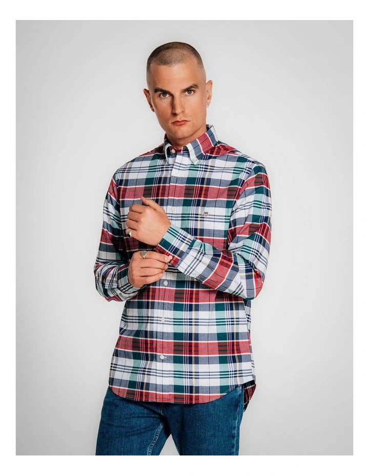 Regular Fit Classic Oxford Check Shirt in Ruby Red image 1