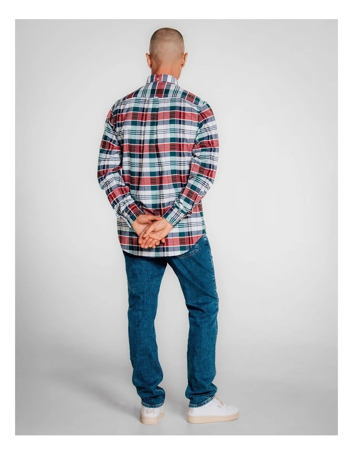 Regular Fit Classic Oxford Check Shirt in Ruby Red image 2