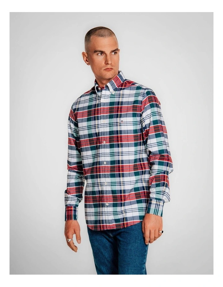 Regular Fit Classic Oxford Check Shirt in Ruby Red image 3