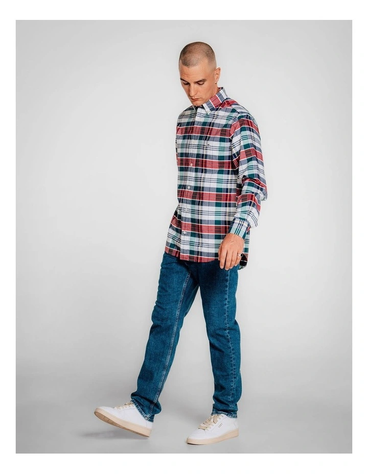 Regular Fit Classic Oxford Check Shirt in Ruby Red image 4