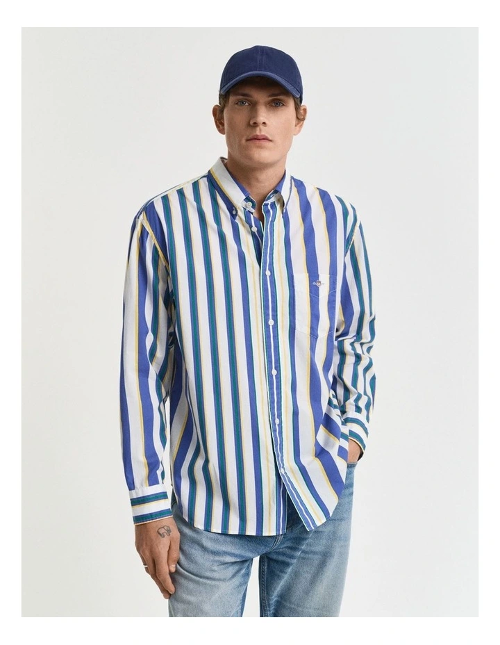 Relaxed Fit Stripe Print Shirt in Multicolor image 3