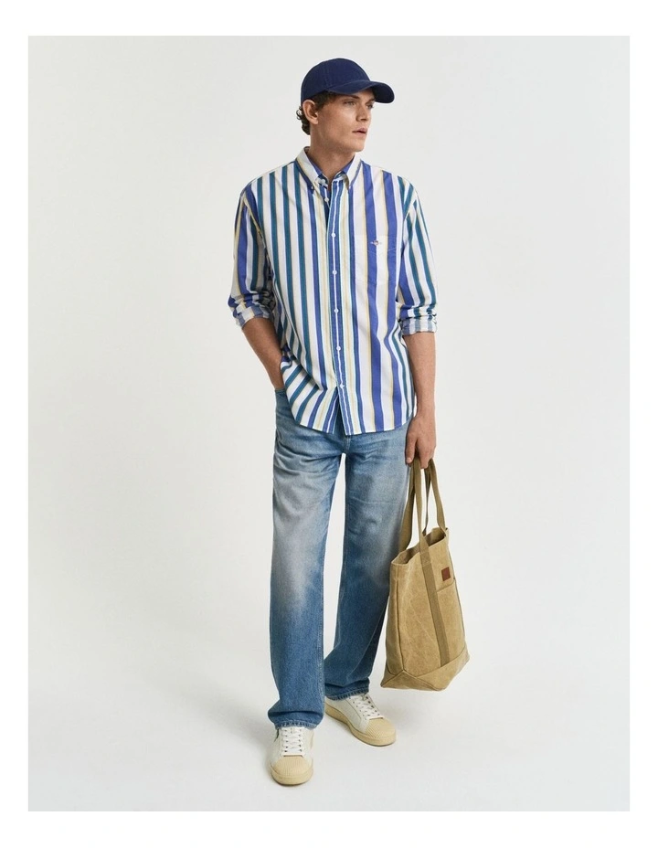 Relaxed Fit Stripe Print Shirt in Multicolor image 4