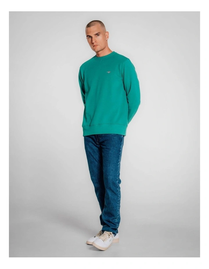 Shield Crew Neck Sweatshirt in Deep Green image 1