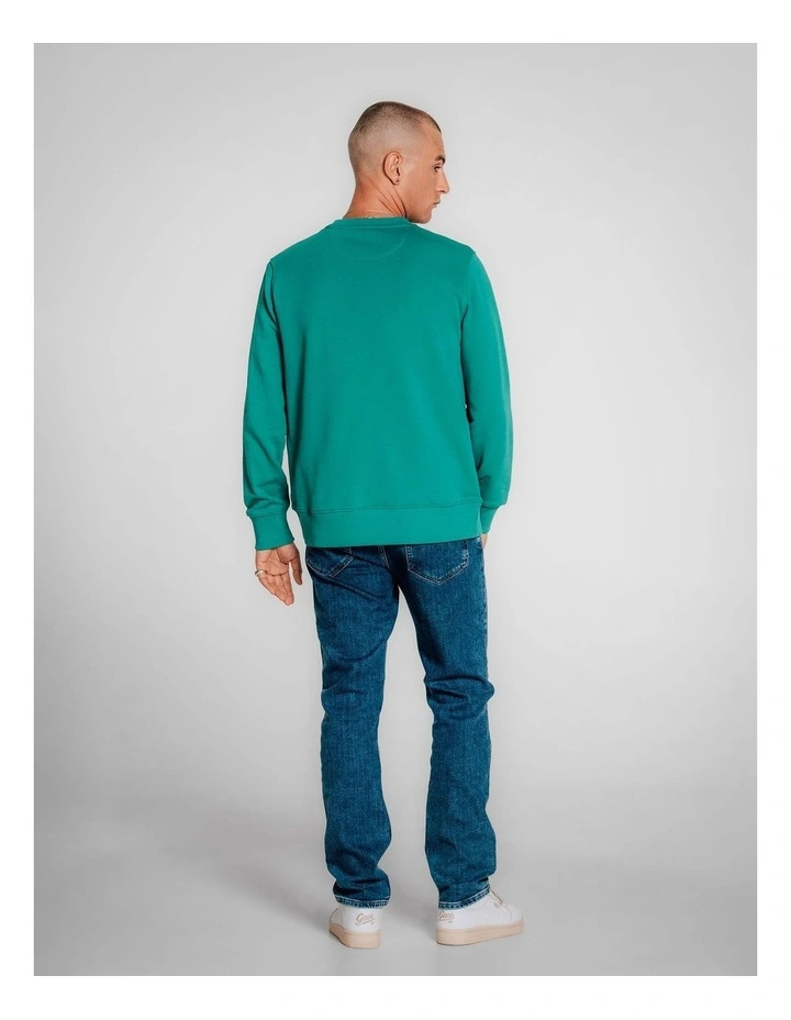 Shield Crew Neck Sweatshirt in Deep Green image 2