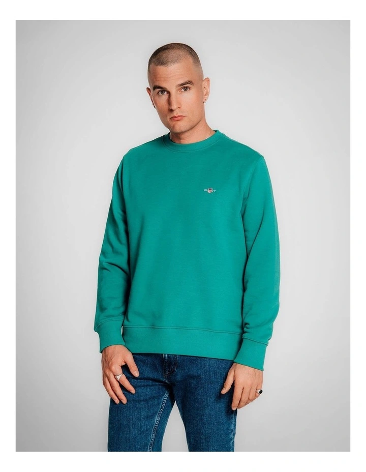 Shield Crew Neck Sweatshirt in Deep Green image 3