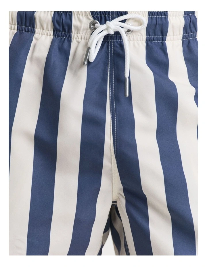 Block Stripe Swim Shorts in Dusty Navy image 5