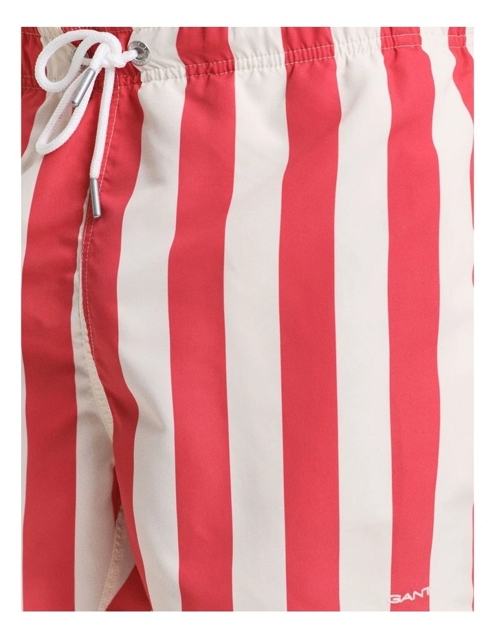 Block Stripe Swim Shorts in Watermelon Red image 5
