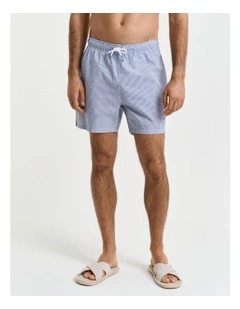 Seersucker Swim Shorts in Rich Blue