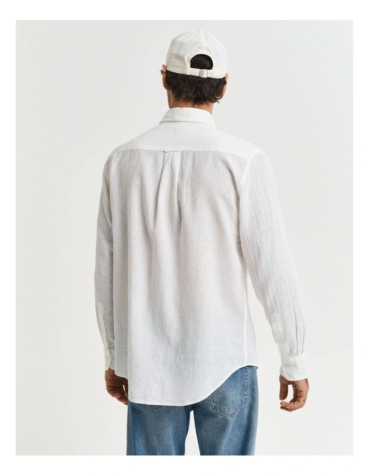 Regular Fit Cotton Linen Shirt in White image 2