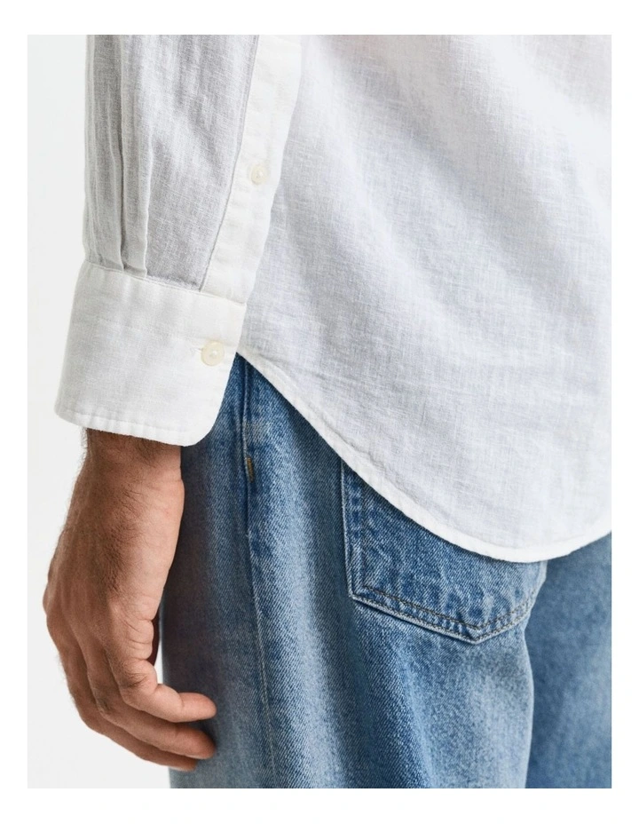 Regular Fit Cotton Linen Shirt in White image 4