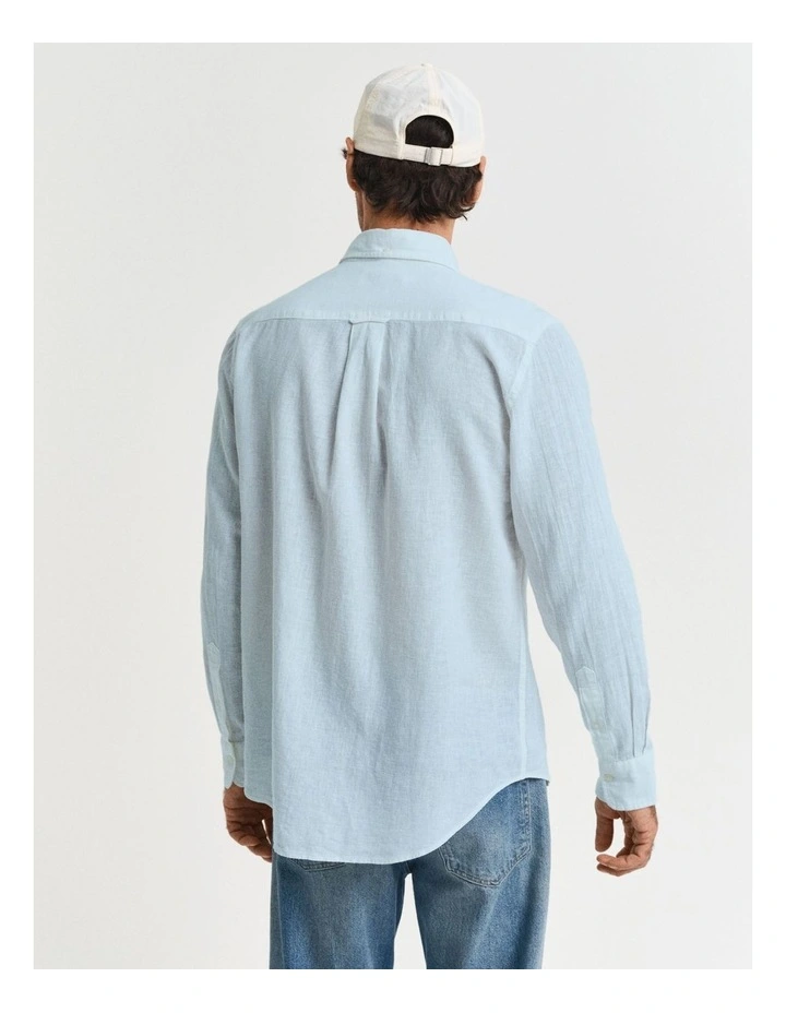 Regular Fit Cotton Linen Shirt in Fresh Blue image 2