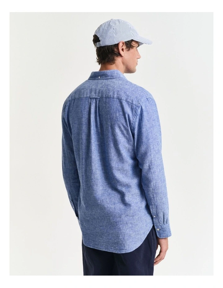 Regular Fit Cotton Linen Shirt in Rich Blue image 2