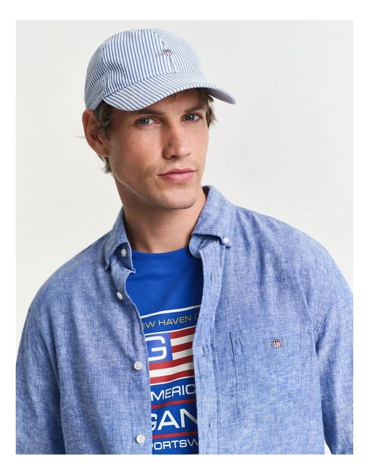 Regular Fit Cotton Linen Shirt in Rich Blue image 5