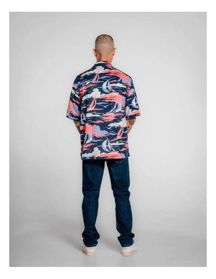 Relaxed Fit Sailing Print Shirt in Persian Blue image 2