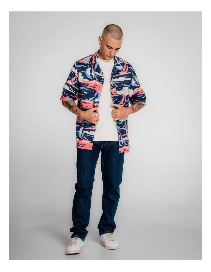 Relaxed Fit Sailing Print Shirt in Persian Blue image 3