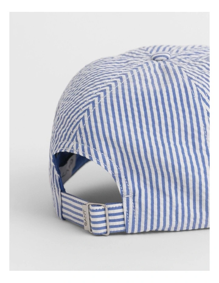Striped Seersucker Cap in Rich Blue image 2