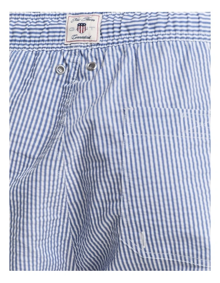 Striped Seersucker Cap in Rich Blue image 4
