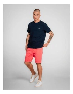 Regular Fit Sunfaded Chino Shorts in Watermelon Red