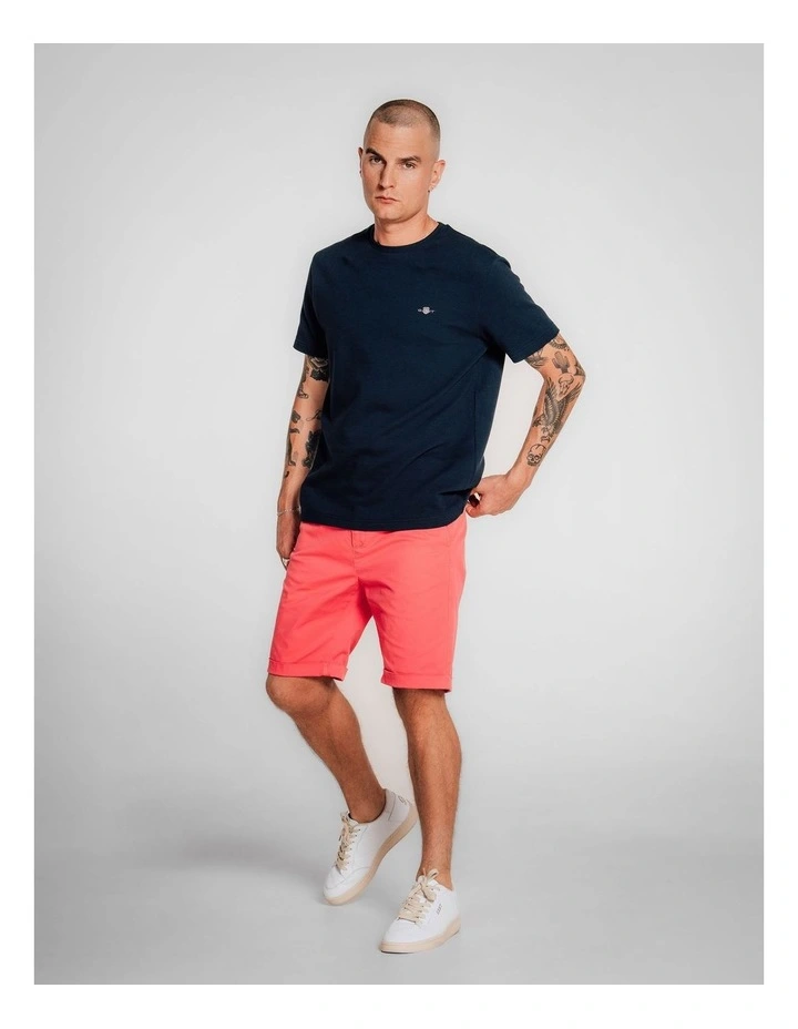 Regular Fit Sunfaded Chino Shorts in Watermelon Red image 1