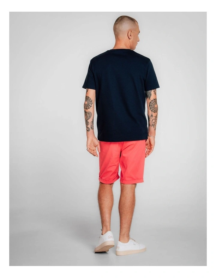 Regular Fit Sunfaded Chino Shorts in Watermelon Red image 2