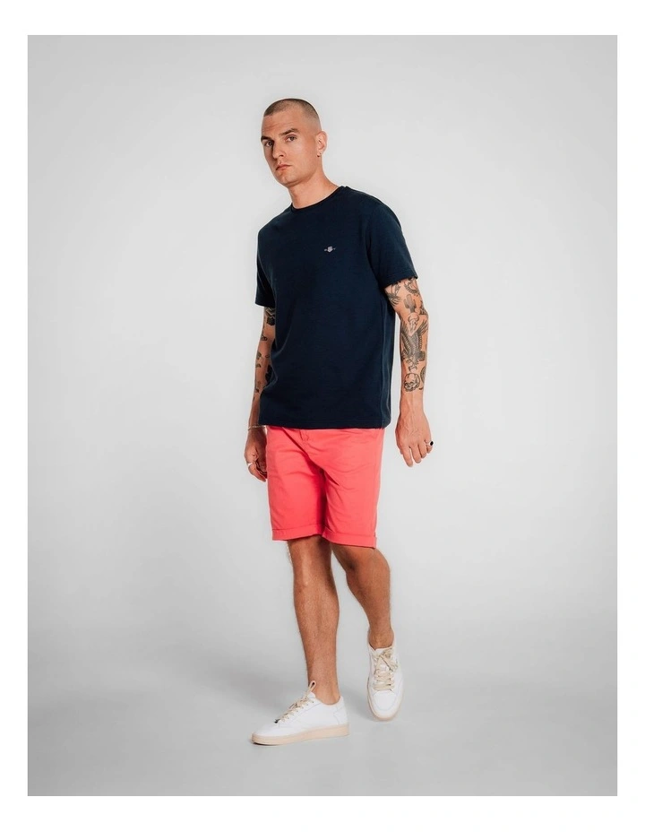 Regular Fit Sunfaded Chino Shorts in Watermelon Red image 3