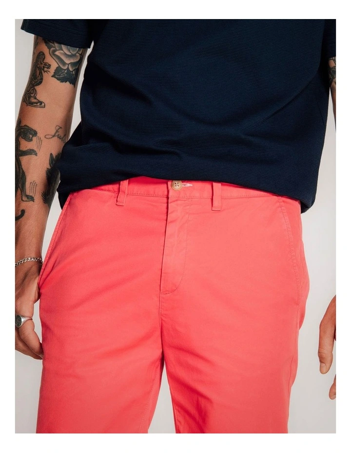 Regular Fit Sunfaded Chino Shorts in Watermelon Red image 4