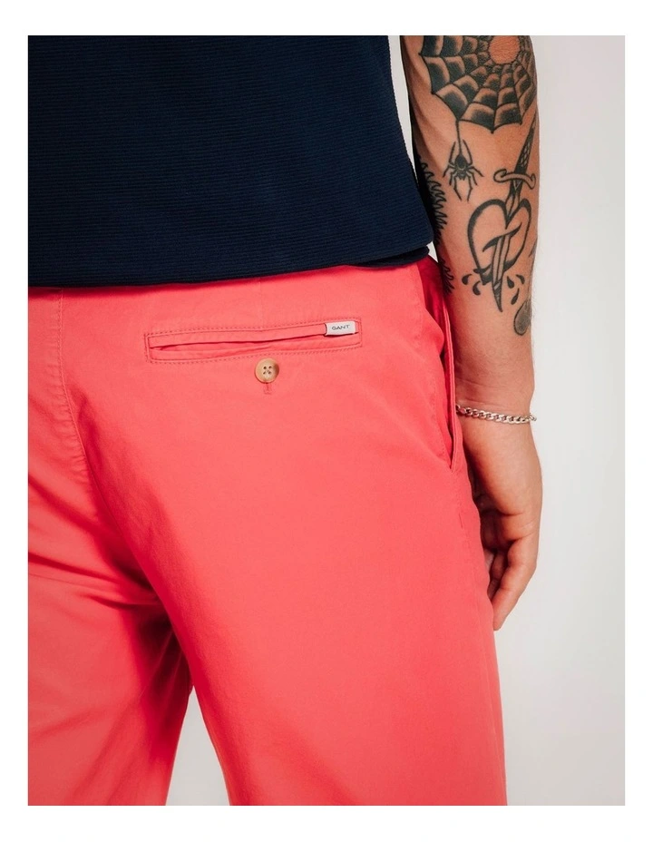 Regular Fit Sunfaded Chino Shorts in Watermelon Red image 5