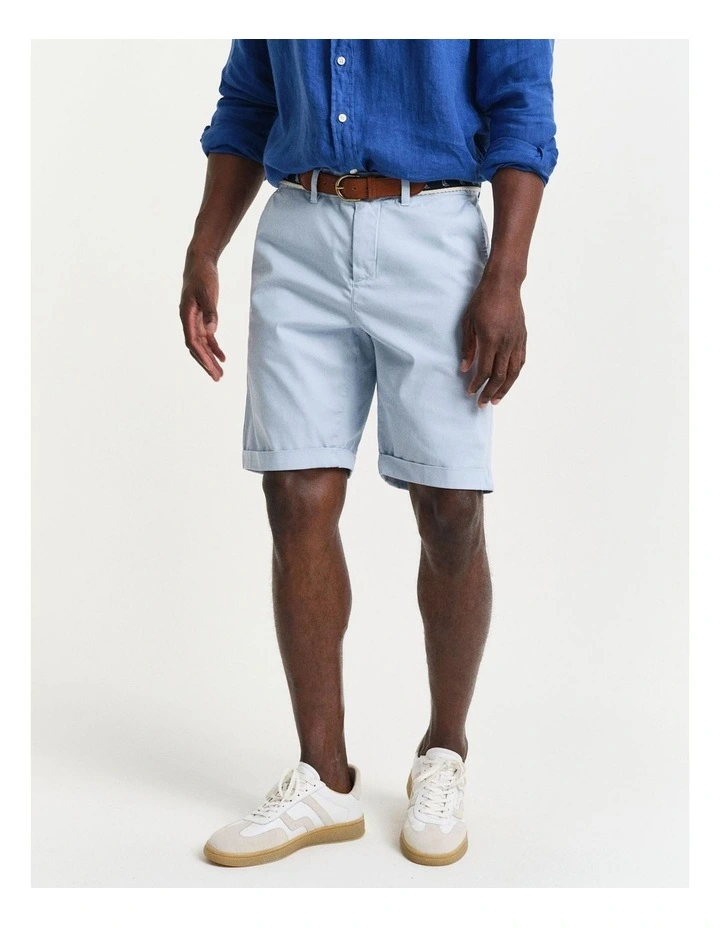 Regular Fit Sunfaded Chino Shorts in Fresh Blue image 3