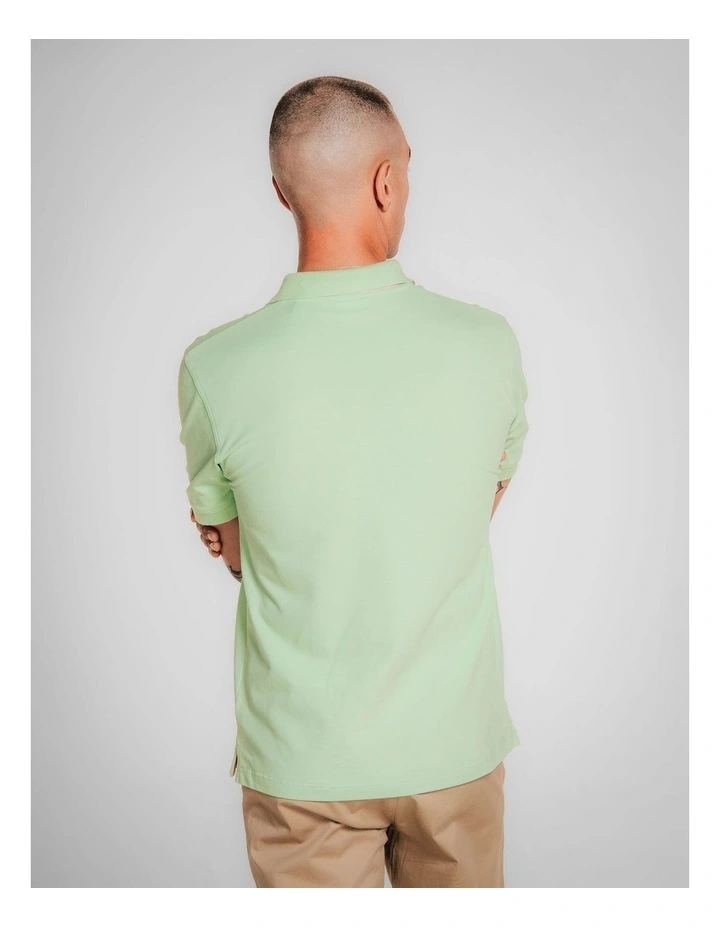 Contrast Piqu Polo Shirt in Apple Green image 2