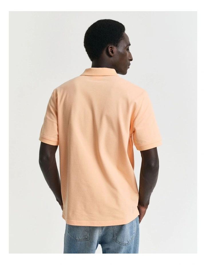 Contrast Piqu Polo Shirt in Peachy Orange image 2