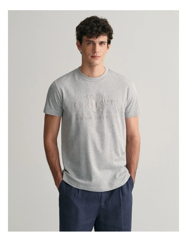 Tonal Shield T-Shirt in Grey Melange image 1