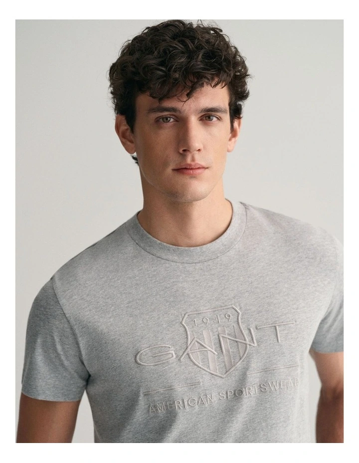 Tonal Shield T-Shirt in Grey Melange image 4