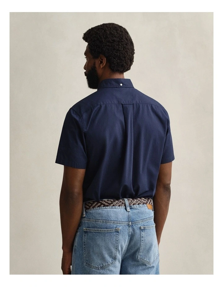 Regular Fit Poplin Short Sleeve Shirt in Marine image 2