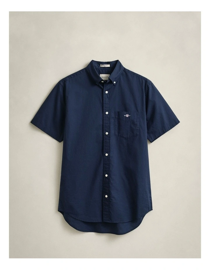 Regular Fit Poplin Short Sleeve Shirt in Marine image 6